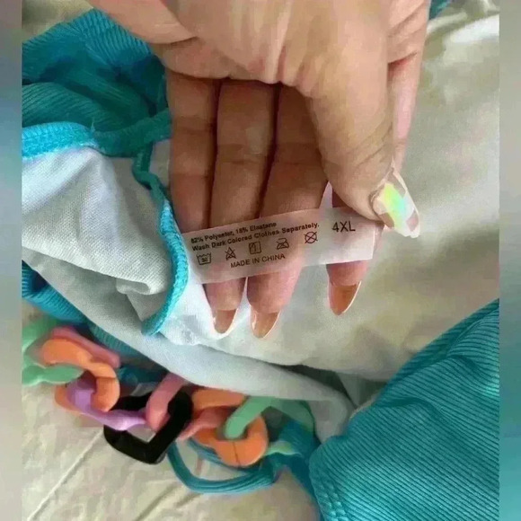 SHEIN Plus Rib Chain Linked One Piece Swimsuit sz 4X - Picture 7 of 7